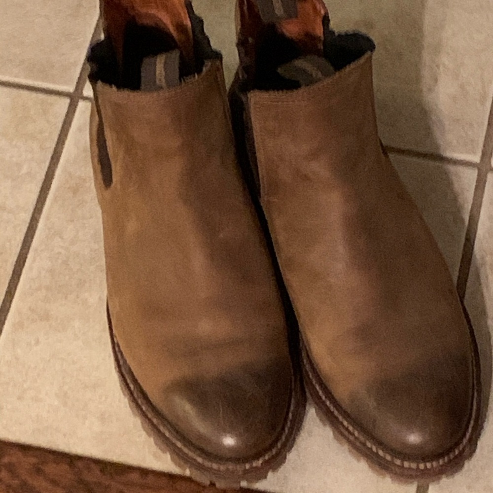 Brown leather boots